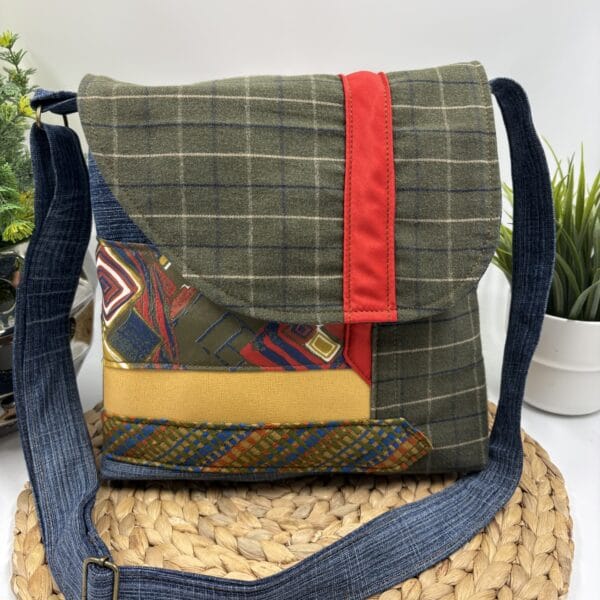 Sac à bandoulière denim style patchwork