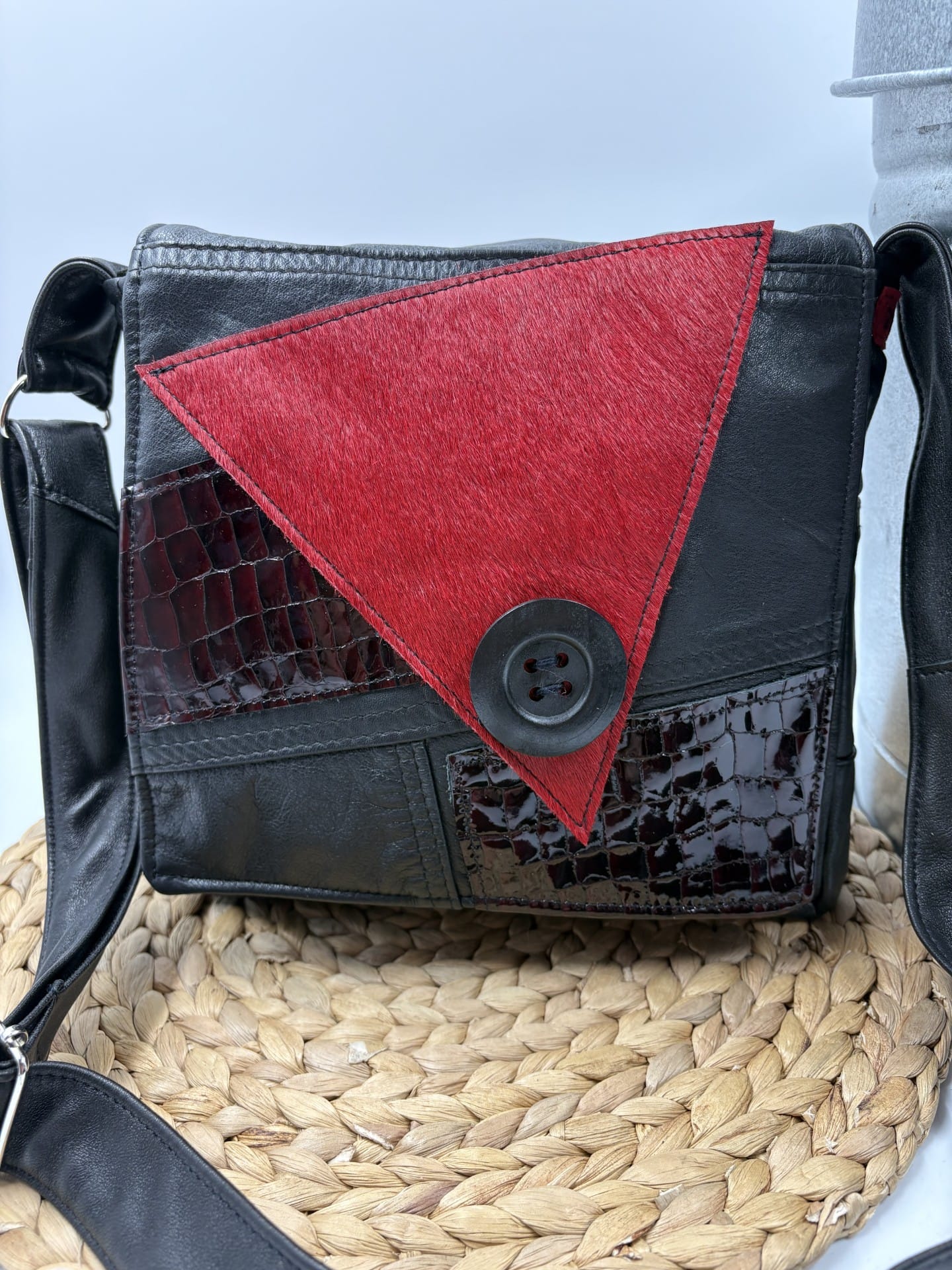 Sac bandoulière peau de vache rouge