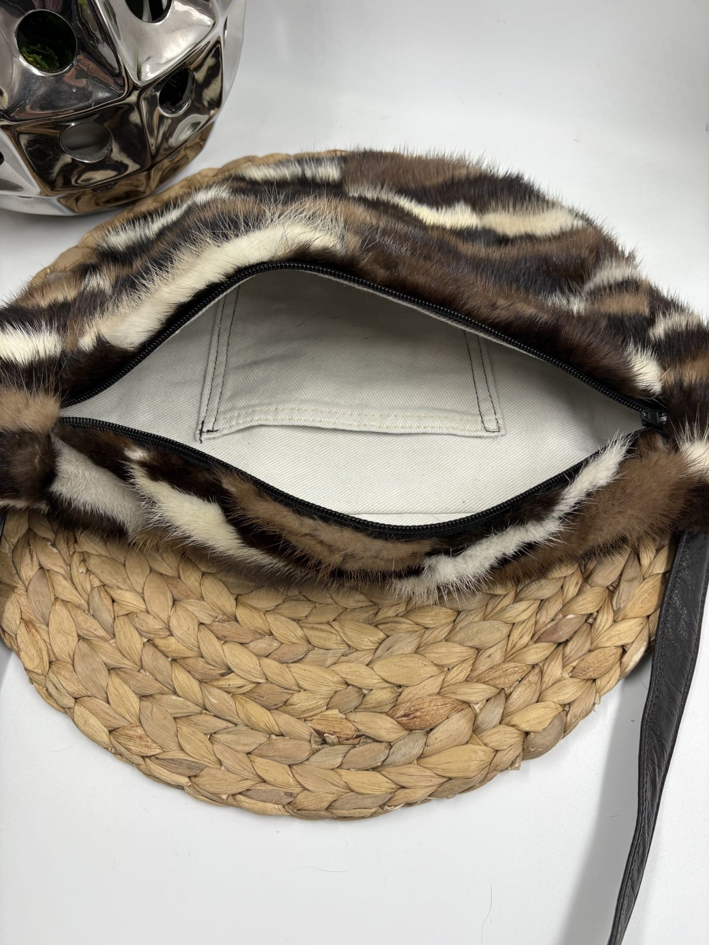 Sac banane de fourrure recyclée de vison couleur multi – Image 3