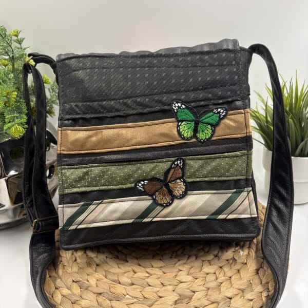 Sac à main à bandoulière papillons vert