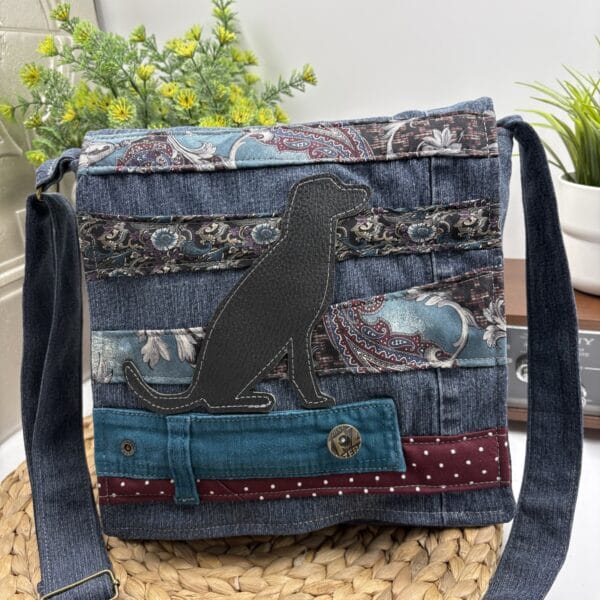 Sac bandoulière en denim chien