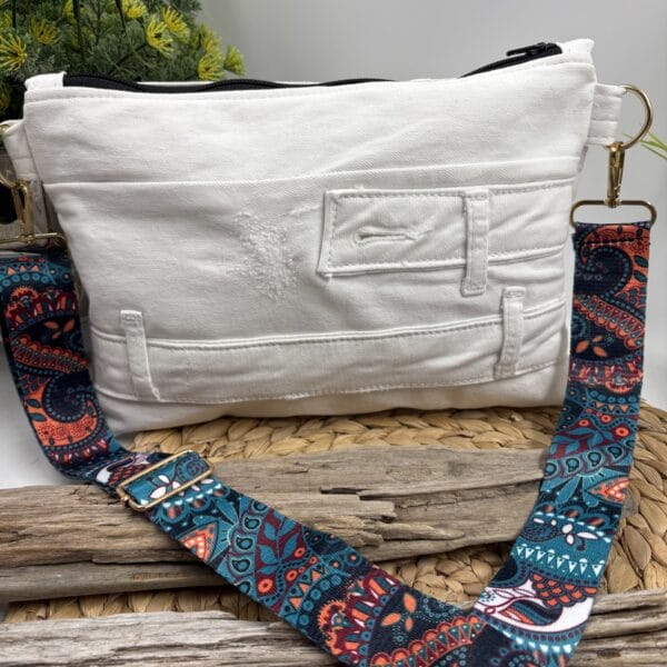 Sac à bandoulière en jeans blanc
